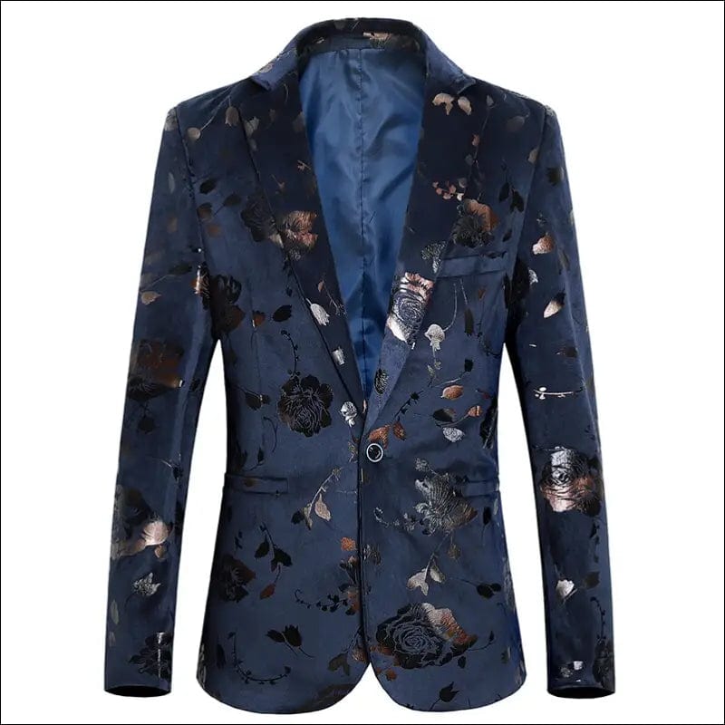 Men’s Floral Print Bronzing Slim Fit Large Size 6XL Suit