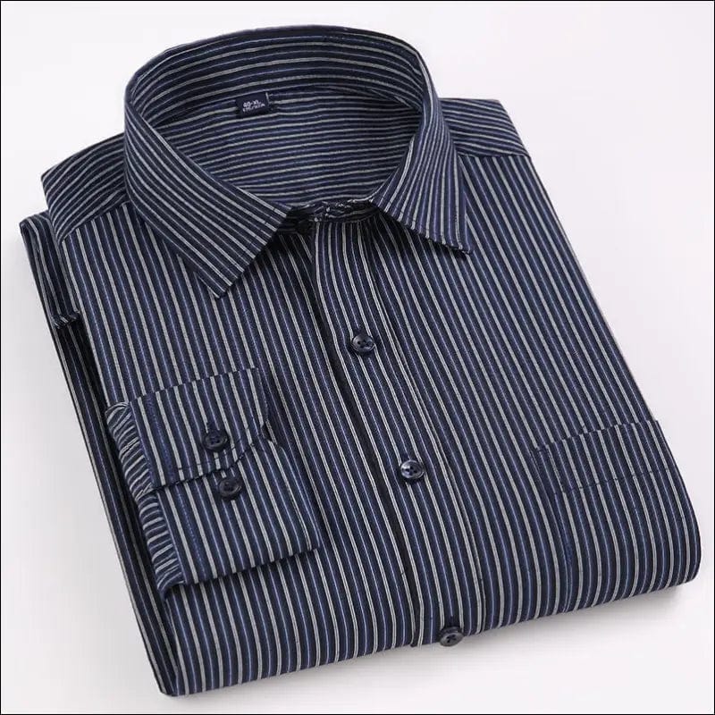 Men’s Long Sleeve Classic Standard-fit Plaid Striped Social