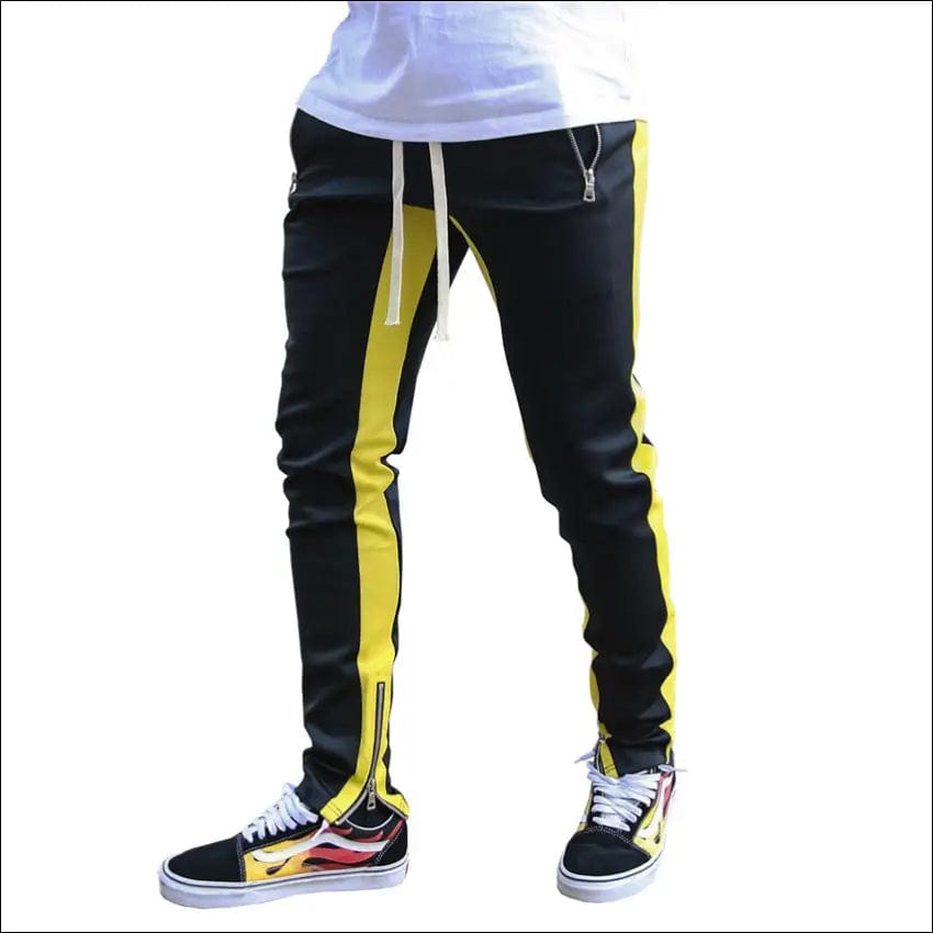 Men’s Long stripe sweats - Black and yellow / M -