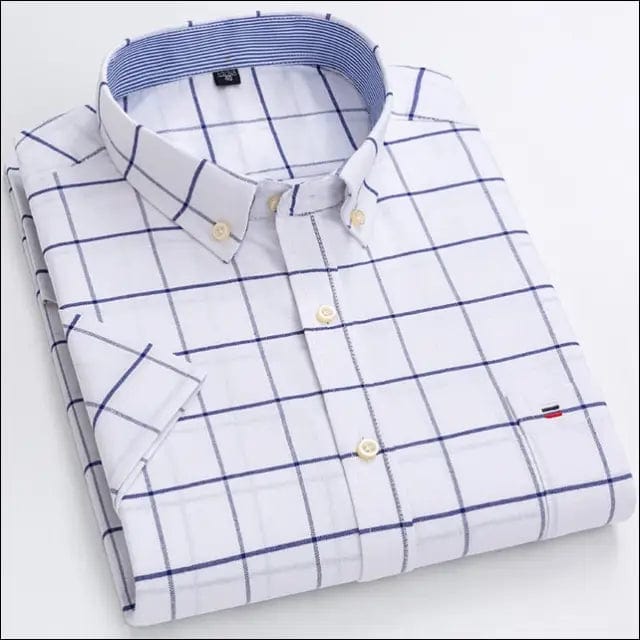 Men’s Oxford Short Sleeve Summer Casual Shirts Single Pocket