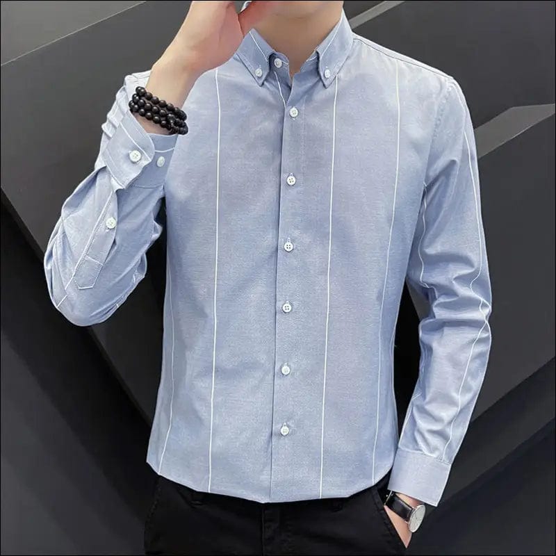 Men’s Striped Shirt with Pocket Long Sleeve Shirts All-Match