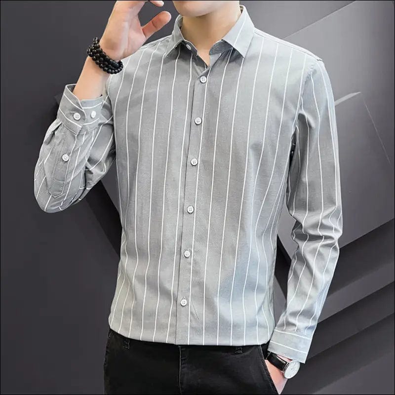 Men’s Striped Shirt with Pocket Long Sleeve Shirts All-Match