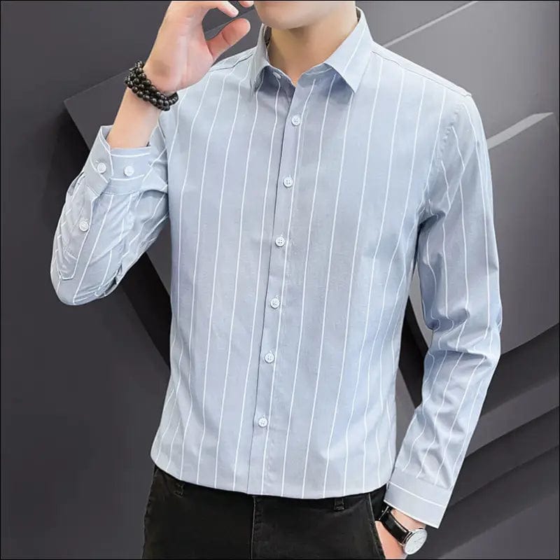 Men’s Striped Shirt with Pocket Long Sleeve Shirts All-Match