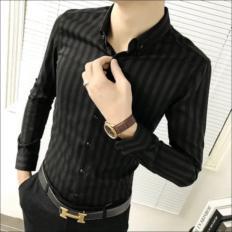 Men’s Striped Shirt with Pocket Long Sleeve Shirts All-Match