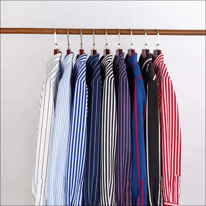 Men’s Striped Shirt with Pocket Long Sleeve Shirts All-Match