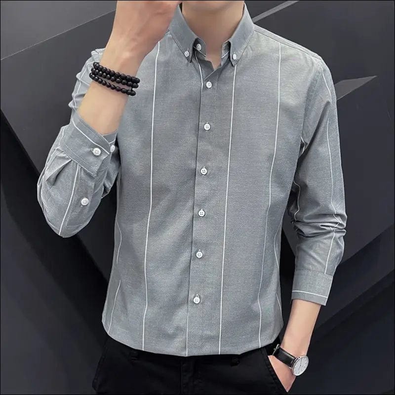 Men’s Striped Shirt with Pocket Long Sleeve Shirts All-Match