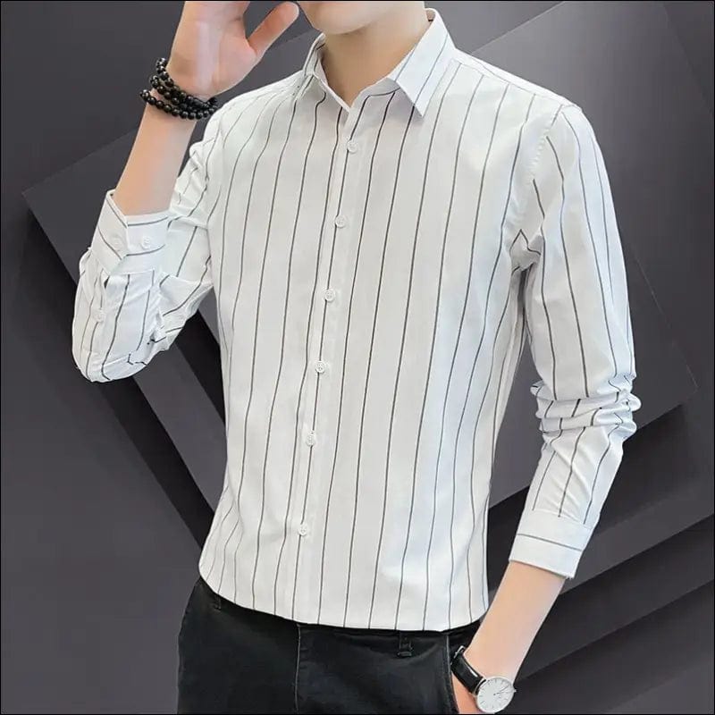 Men’s Striped Shirt with Pocket Long Sleeve Shirts All-Match