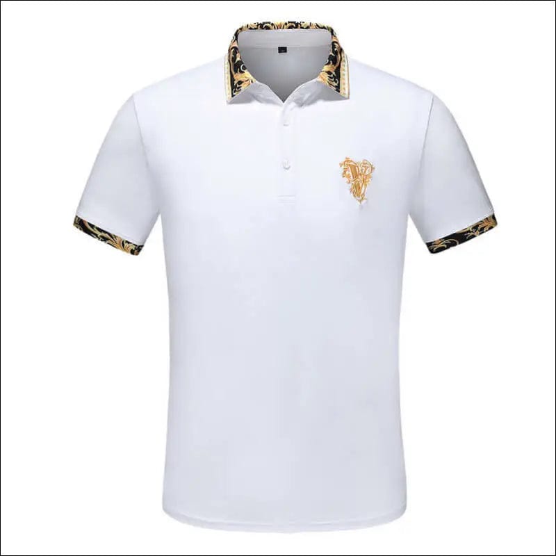Men’s White Embroidery Design Polo Shirt | Fashion -