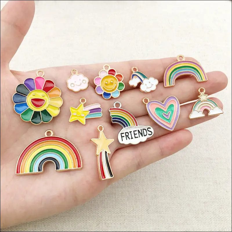 Mix 40 rainbow drops alloy jewelry accessories sun flower