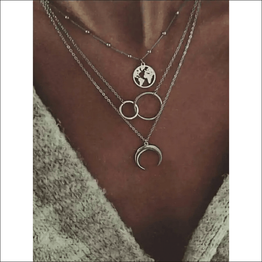 Moon Map Bohemian Multilayer Necklace -