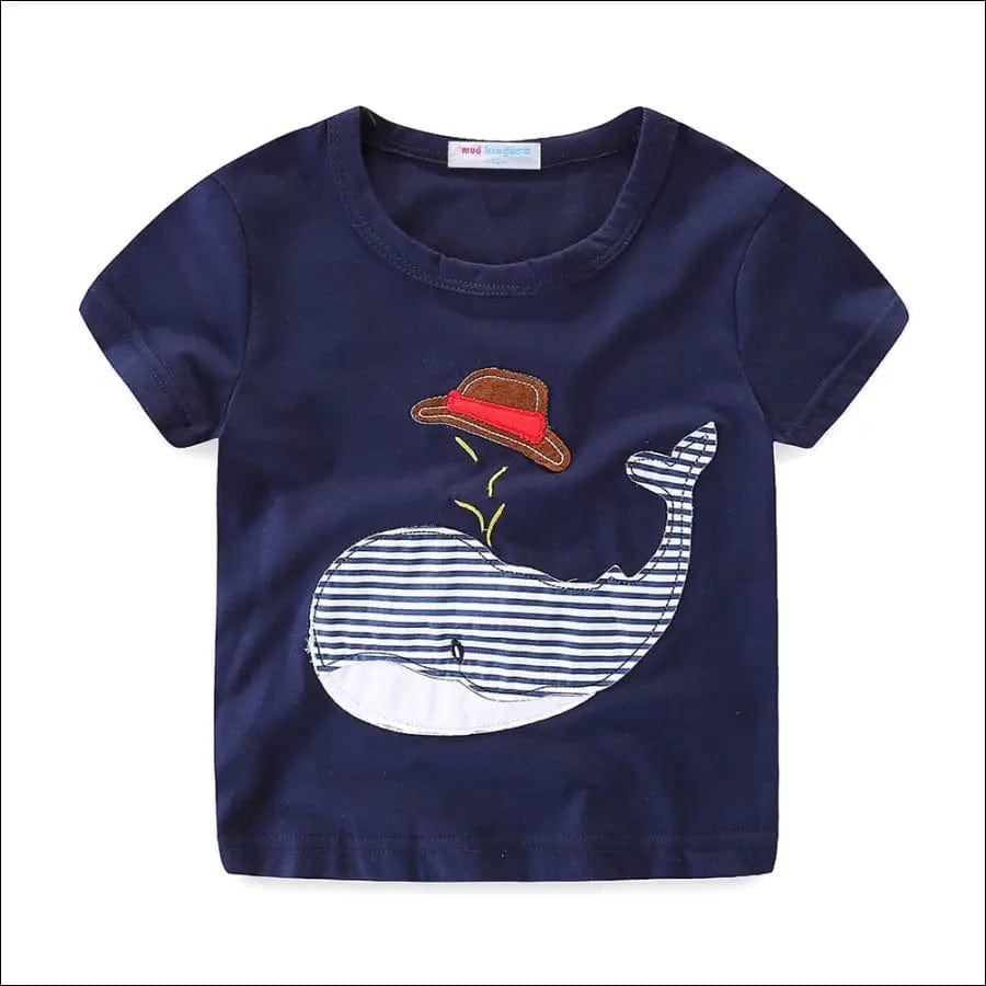 Mudkingdom Boys Outfits Cute Cartoon Whale Pattern T-Shirts