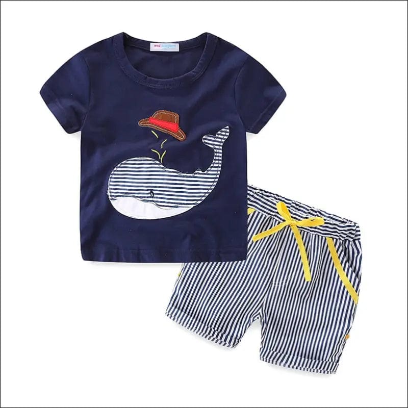 Mudkingdom Boys Outfits Cute Cartoon Whale Pattern T-Shirts