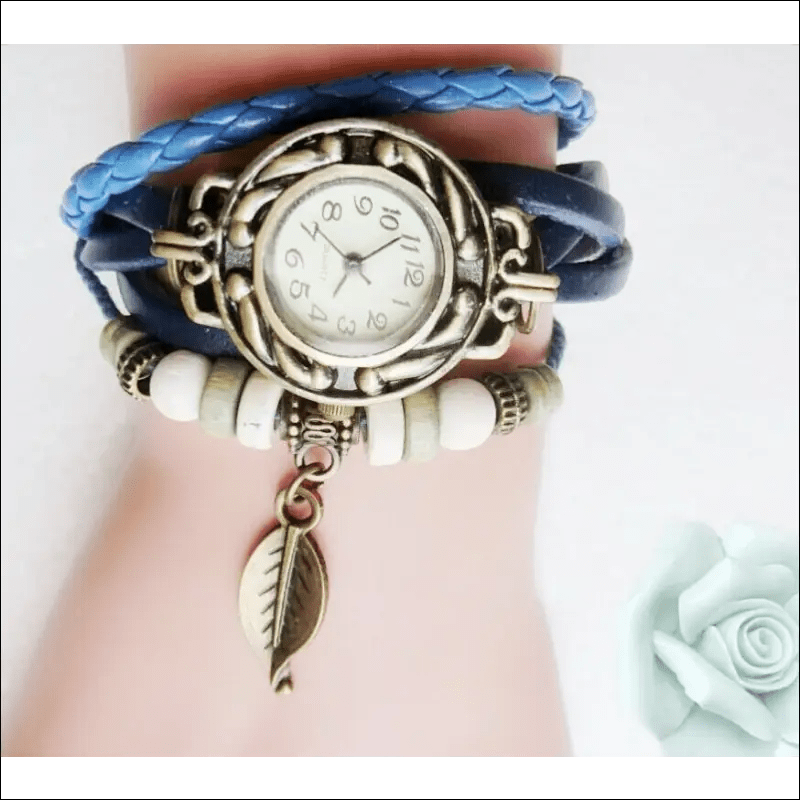 Multi-colored high-quality genuine leather vintage quartz