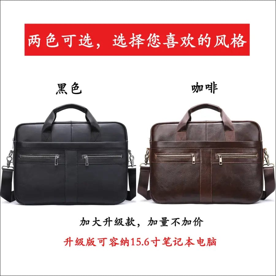 MVA new men’s bag leather business briefcase true 15.6 inch