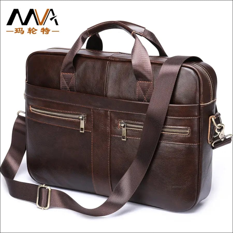 MVA new men’s bag leather business briefcase true 15.6 inch