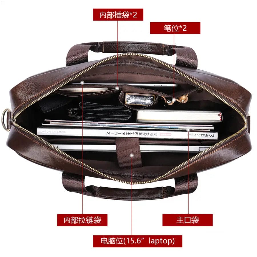 MVA new men’s bag leather business briefcase true 15.6 inch