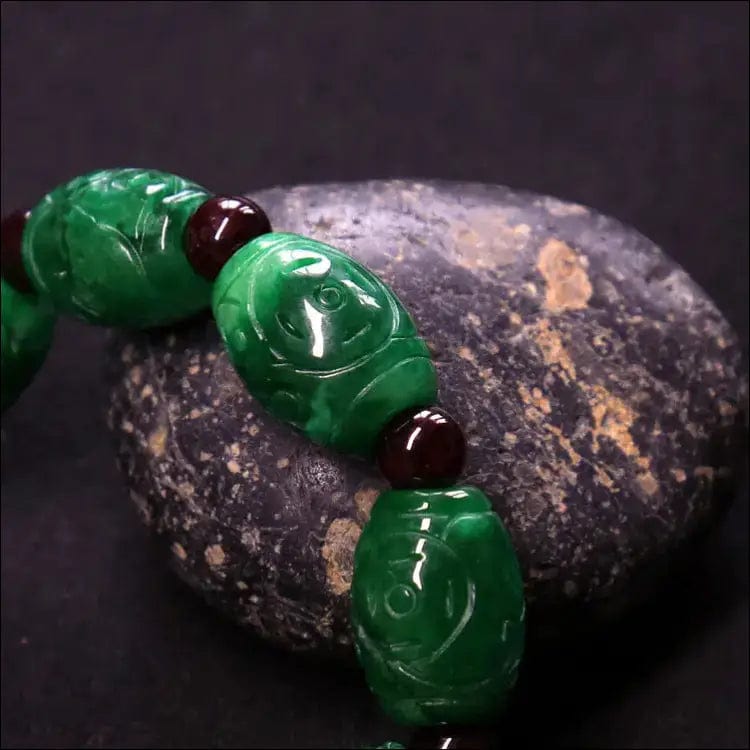 Natural jade A cargo bracelet full color dry green iron