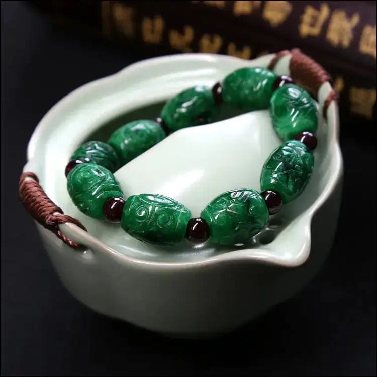 Natural jade A cargo bracelet full color dry green iron