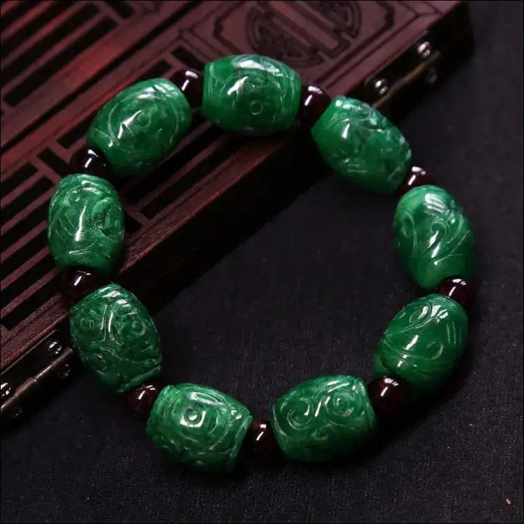 Natural jade A cargo bracelet full color dry green iron