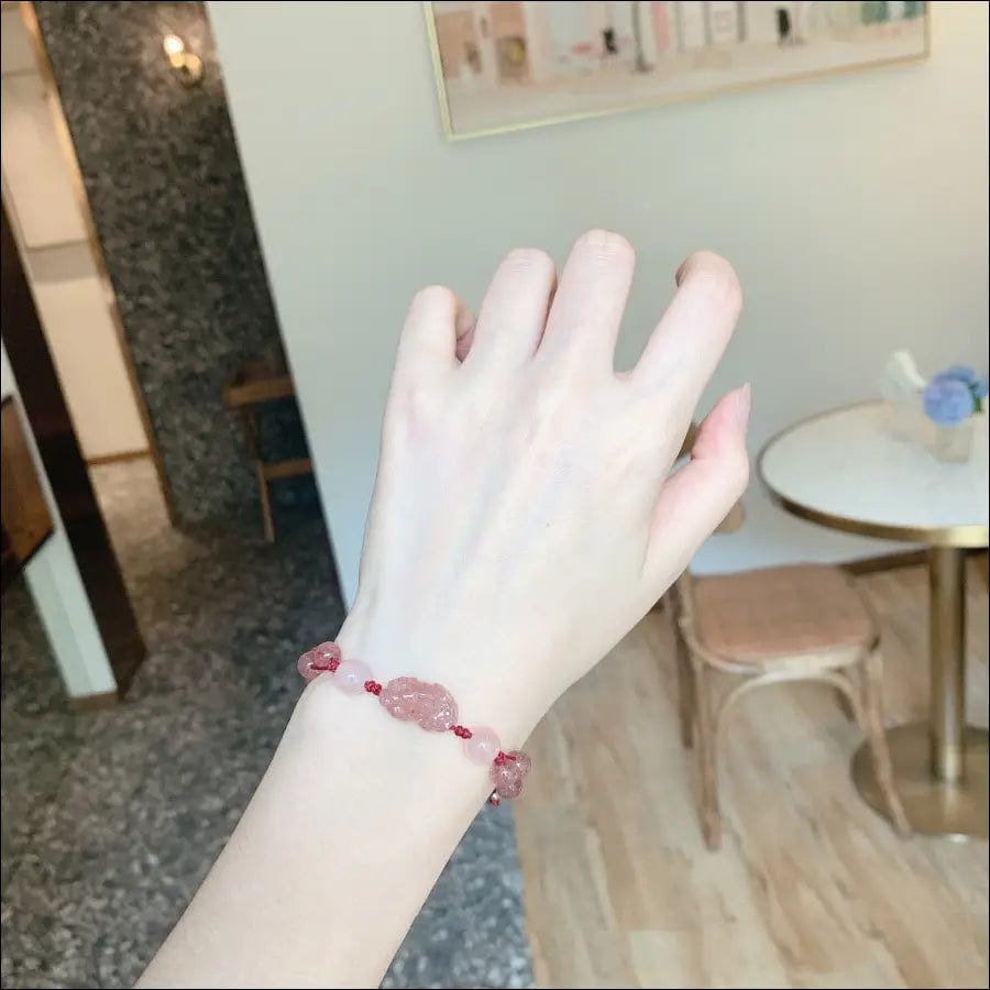 Natural strawberry crystal bracelet female nature red rope