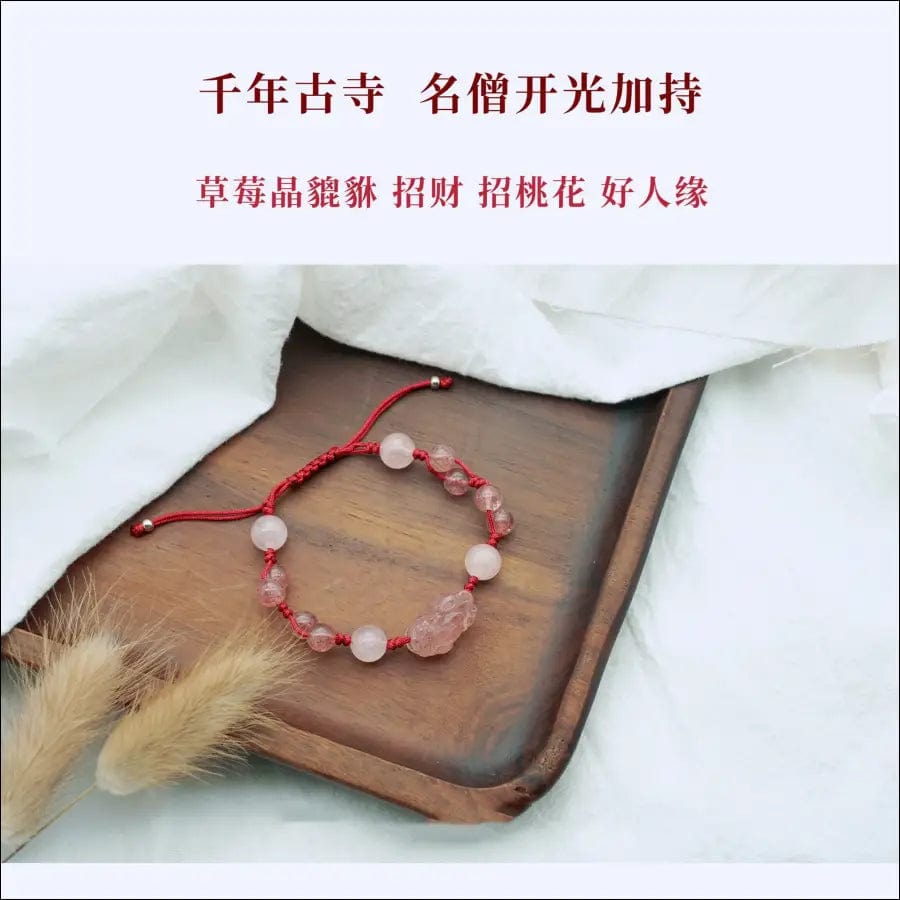 Natural strawberry crystal bracelet female nature red rope