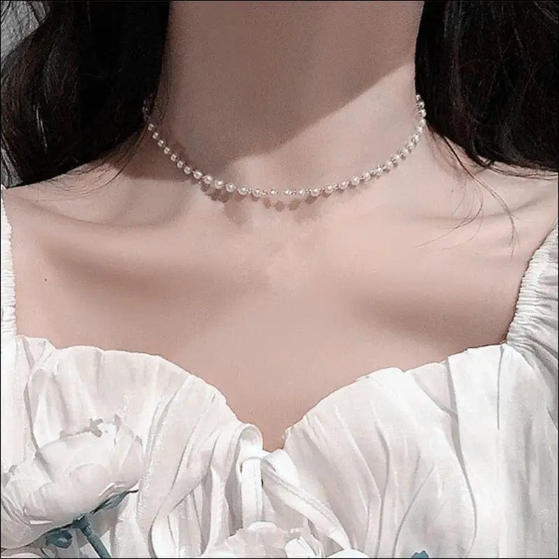 New Beads Women’s Neck Chain Kpop Pearl Choker Necklace Gold