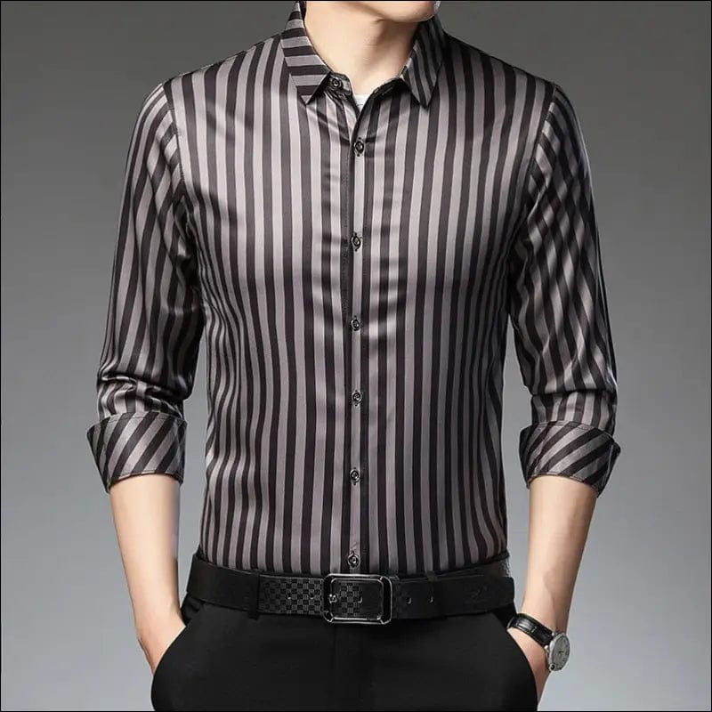 New Brand Designer Luxury Silk Shirts Long Sleeve Dress Men