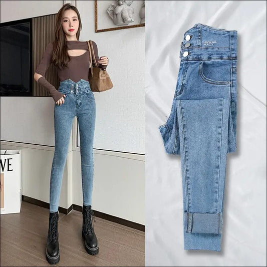 New high waist jeans women’s spring and autumn 2021 new