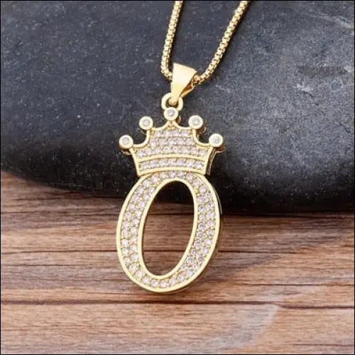 New Luxury Copper Zircon A-Z Crown Alphabet Pendant Chain