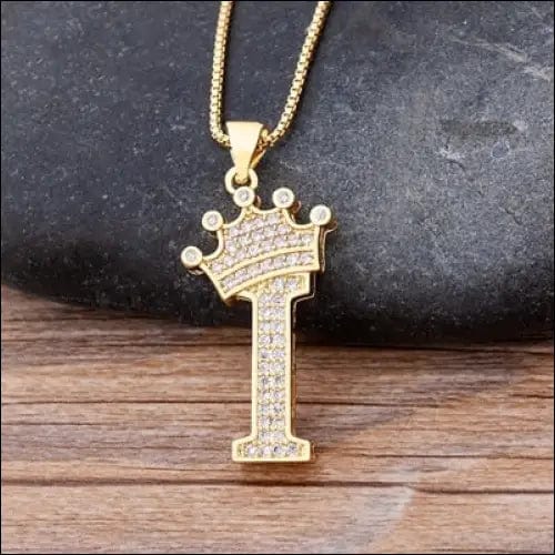 New Luxury Copper Zircon A-Z Crown Alphabet Pendant Chain