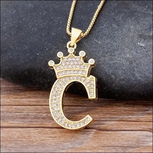 New Luxury Copper Zircon A-Z Crown Alphabet Pendant Chain