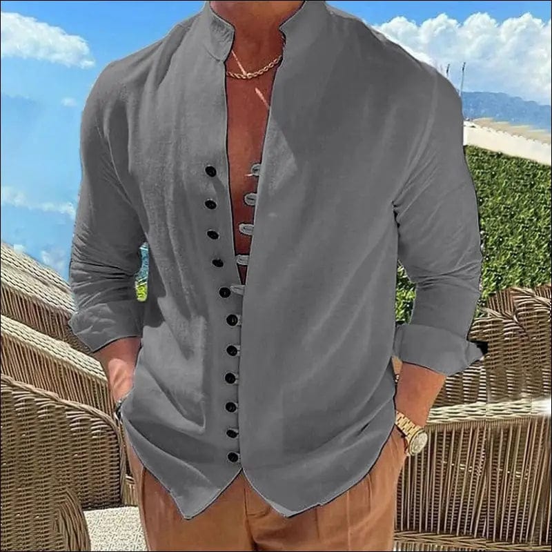 New Spring Autumn casual shirt loose Men’s Solid Color Long