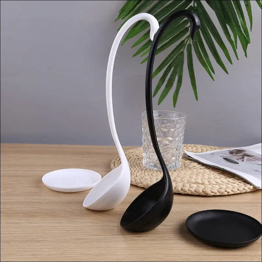 New Swan Shaped Ladle White / Black Special Design Vertical
