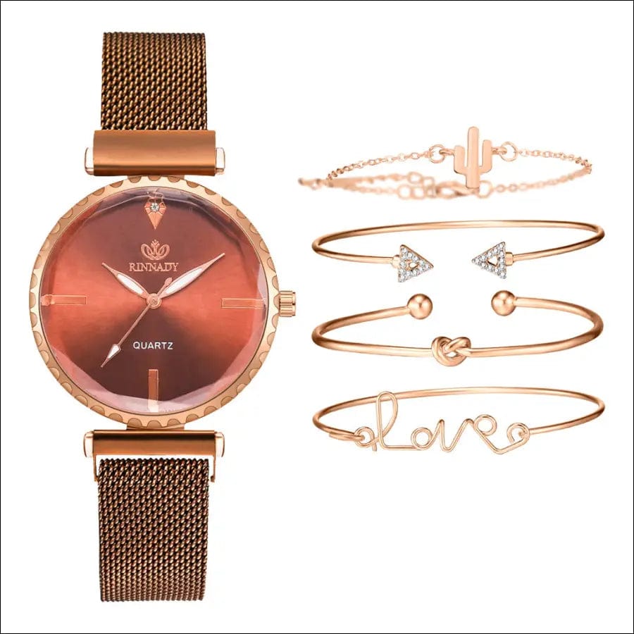 New new women’s bracelet watch set five-piece of alloy table