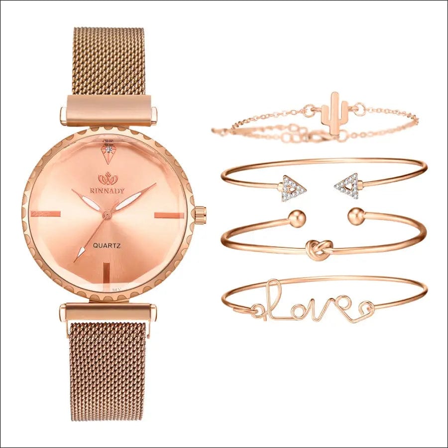 New new women’s bracelet watch set five-piece of alloy table