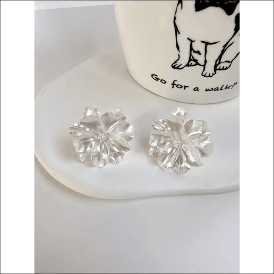 Pearlescent White Camellia Stud Earrings -