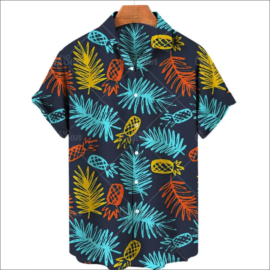 Pineapple Graphic Top Hawaiian Men’s Fruit Printed Short