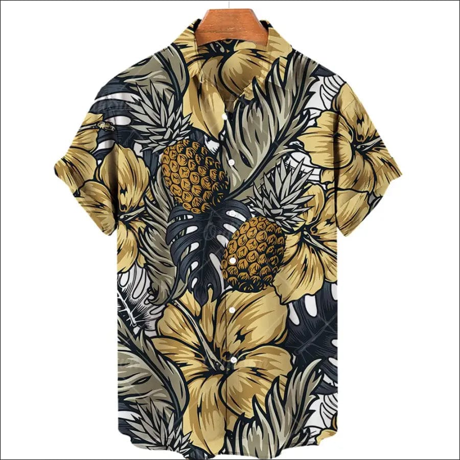 Pineapple Graphic Top Hawaiian Men’s Fruit Printed Short