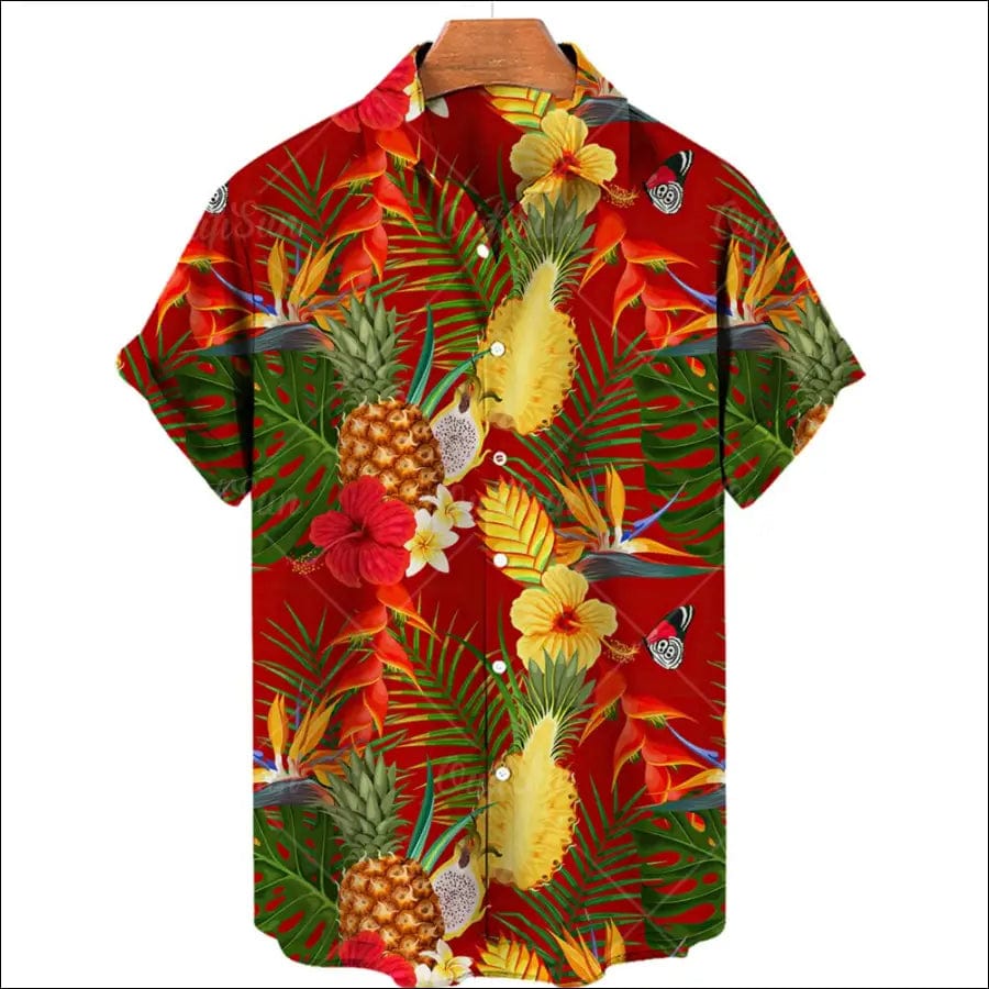 Pineapple Graphic Top Hawaiian Men’s Fruit Printed Short