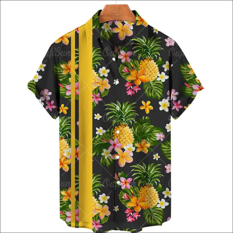 Pineapple Graphic Top Hawaiian Men’s Fruit Printed Short