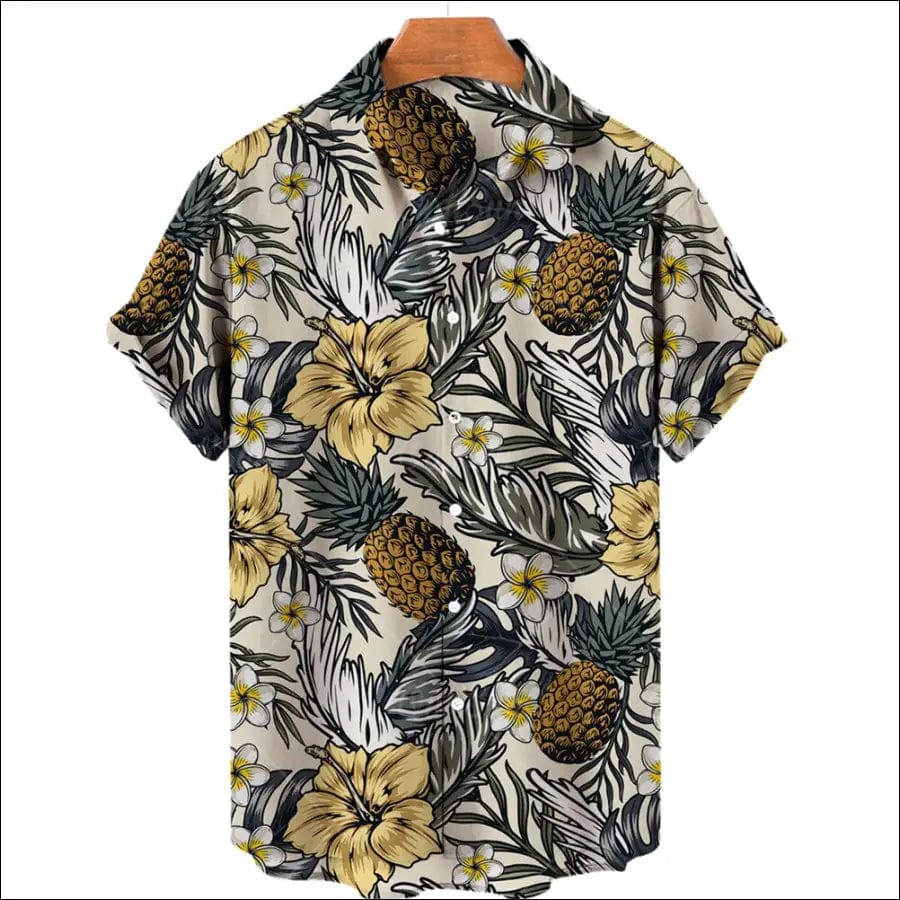 Pineapple Graphic Top Hawaiian Men’s Fruit Printed Short