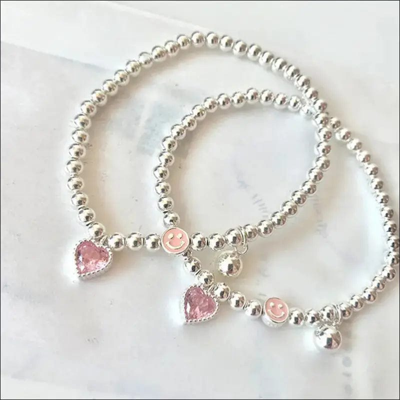 Pink Love Beaded Bracelet Female Simple Cute Sweet Light