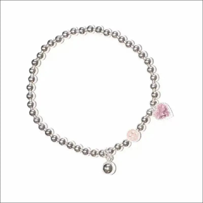 Pink Love Beaded Bracelet Female Simple Cute Sweet Light