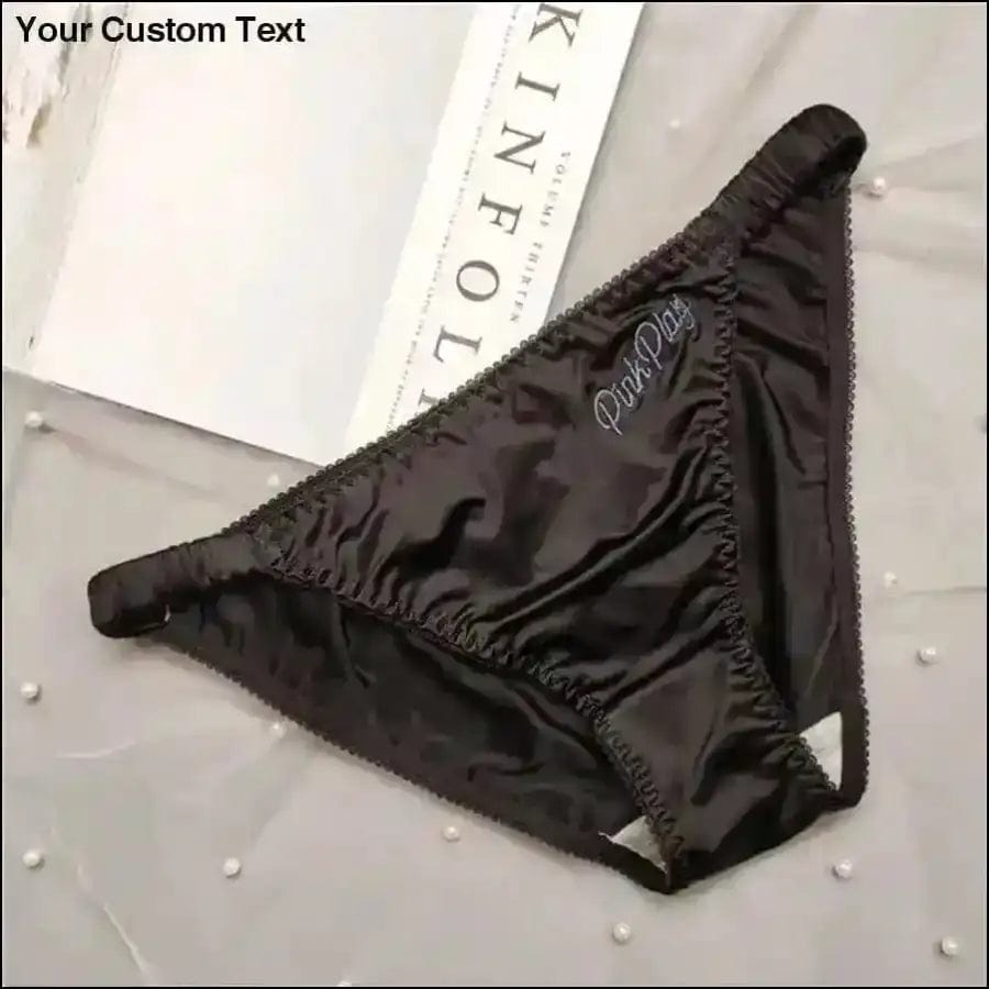 ’Pink Play’ Satin Lined Panties Underwear - black / M -