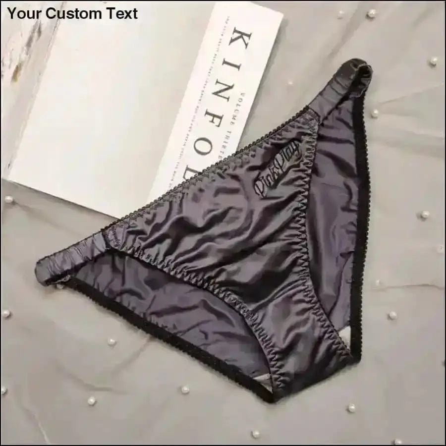’Pink Play’ Satin Lined Panties Underwear - gray / M -