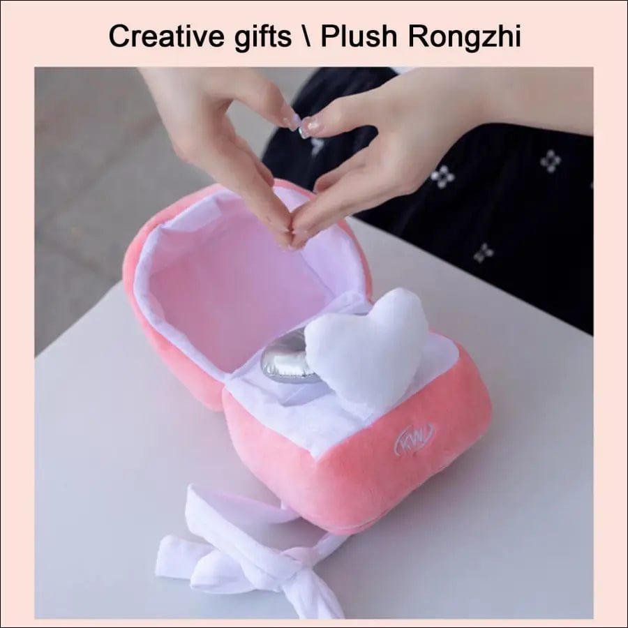 Pink Ring Box Plush Toy Love Diamond Case Stuffed Surprise