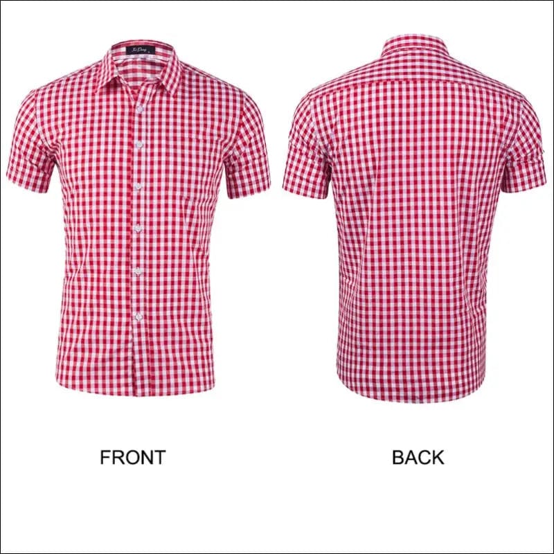 Plaid Men’s Casual Shirts Summer Short Sleeve Cotton Fabric