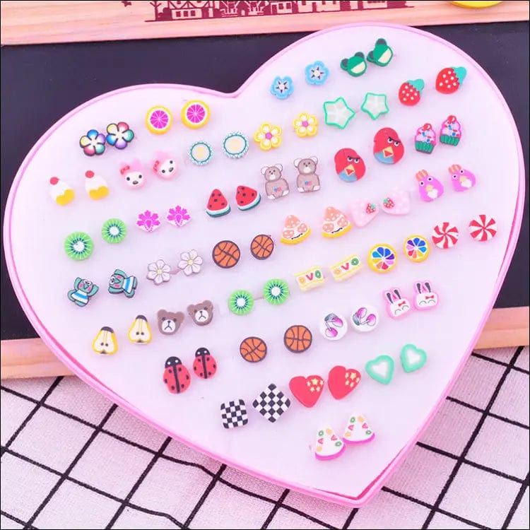 Plastic earrings simple Korean personality love set acrylic