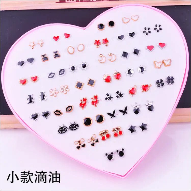 Plastic earrings simple Korean personality love set acrylic