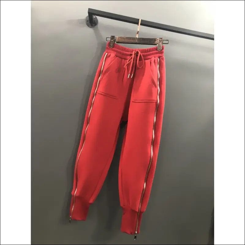 Plus Size Loose Harem Pants Zipper Sweatpants Casual Capri